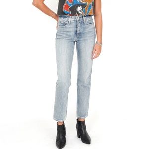 Trave Constance Straight Tapered Blue Slow Ride Button Fly Jeans Womens 25